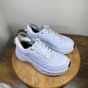 Hoka One One W Bondi SR White Leather Slip Resistant Work Shoes Women's 8.5